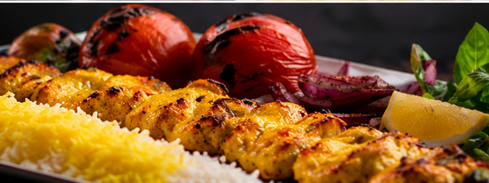 Saffron-marinated Persian chicken kebab